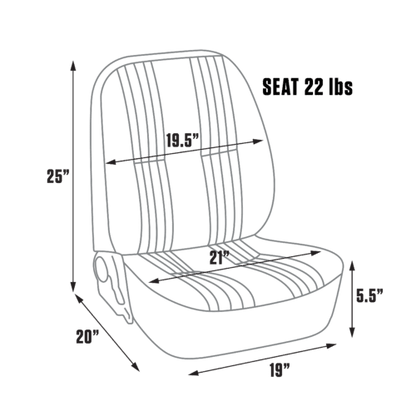 Procar PRO90 Low Back Recliner Seat Dimensions