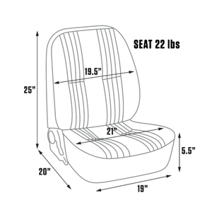 Procar PRO90 Low Back Recliner Seat Dimensions