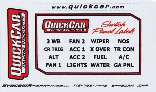 QuickCar Switch Panel Stickers Large Ignition Panels 50-003