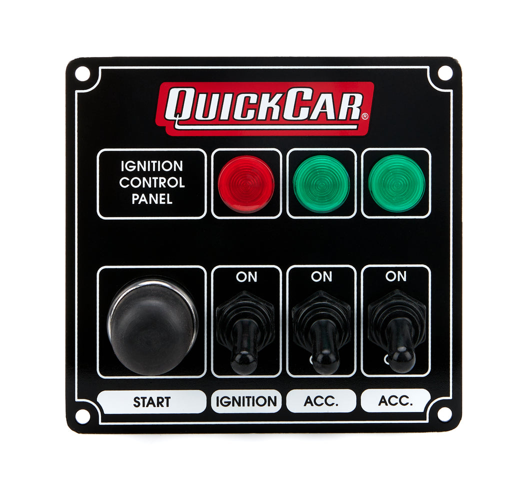 QuickCar Ignition Panel Black w/2 Acc. & Lights 50-825