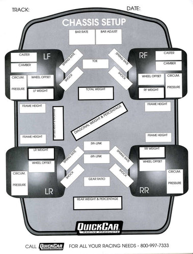 QuickCar Chassis Set-Up Forms (50pk) 51-201