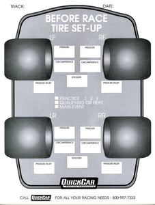 QuickCar Before Race Tire Set-Up Forms (50pk) 51-210