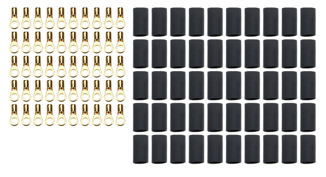 QuickCar Ring Terminal #6 16-22 Gauge w/Heat Shrink 50pk 57-476-50