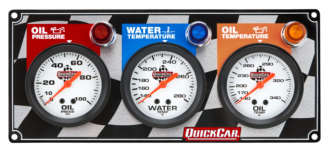 QuickCar 3 Gauge Panel OP/WT/OT 61-6011