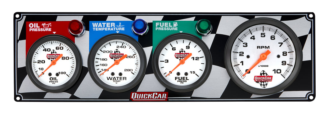 QuickCar Gauge Panel OP/WT/FP w/Tach 61-60423