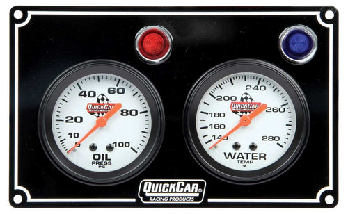 QuickCar 2 Gauge Panel OP/WT Black 61-6701