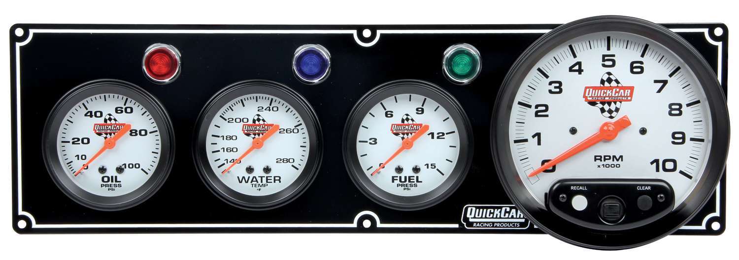 QuickCar 3-1 Gauge Panel OP/WT/FP w/5" Tach Black 61-6742