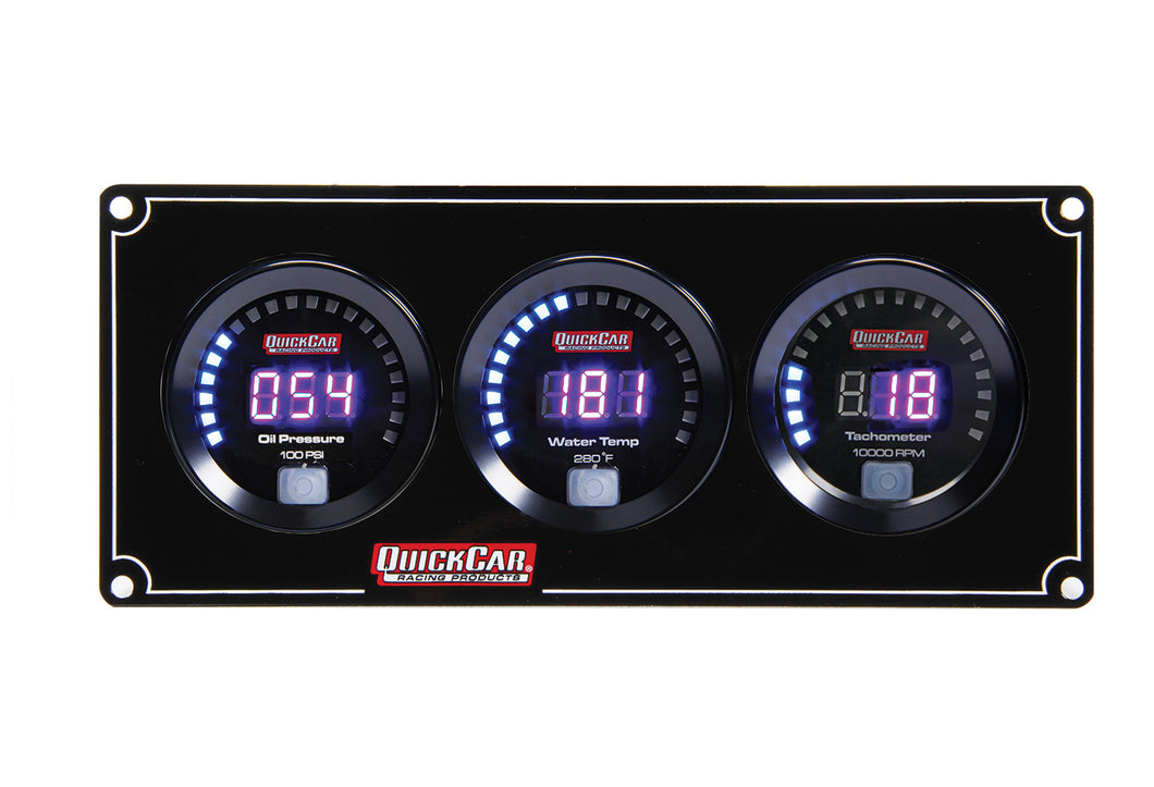 QuickCar Digital 2-1 Gauge Panel OP/WT w/Tach 67-2031