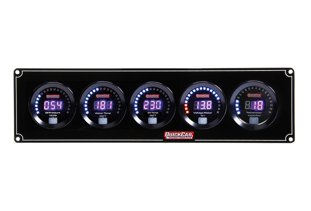 QuickCar Digital 4-1 Gauge Panel OP/WT/OT/Volt w/Tach 67-4057