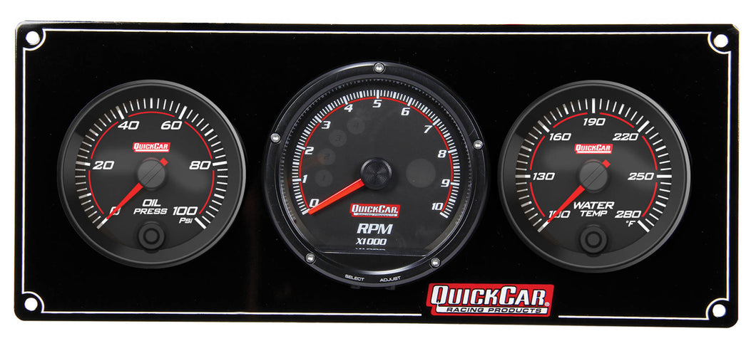 QuickCar Redline 2-1 Gauge Panel OP/WT w/Recall Tach 69-2031