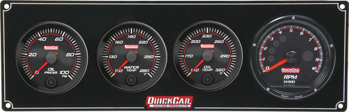 QuickCar Redline 3-1 Gauge Panel OP/WT/OT w/Recall Tach 69-3041