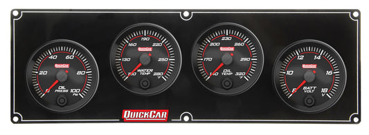 QuickCar Redline 4 Gauge Panel OP/WT/OT/Volt 69-4027