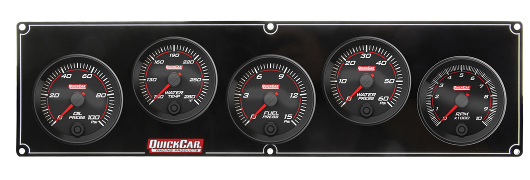 QuickCar Redline 4-1 Gauge Panel OP/WT/FP/WP w/2-5/8 Tach 69-4256