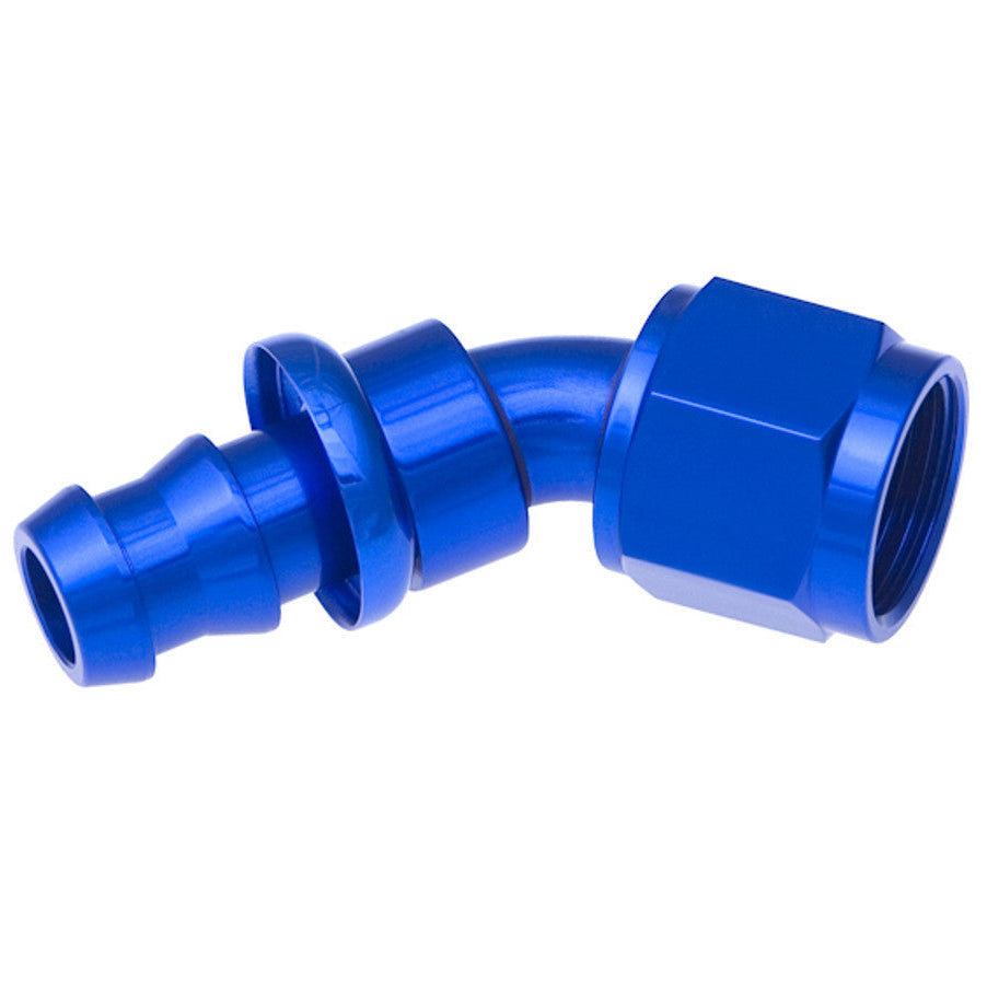 Redhorse 8AN Push Lock Hose End 45-Degree (Blue)