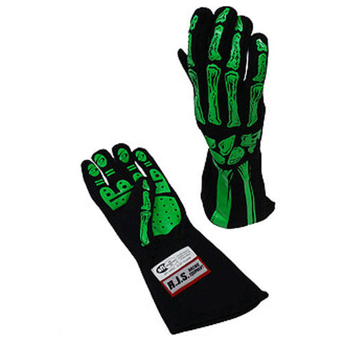 RJS 2-Layer Skeleton Gloves (Lime Green)