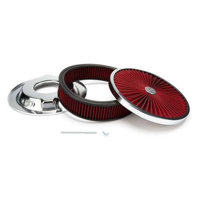 Racing Power 14" x 3" Super Flow Air Cleaner Chrome/Red R2236