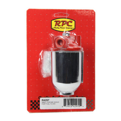 Racing Power Small Chrome Single Port Fuel Filter R4297