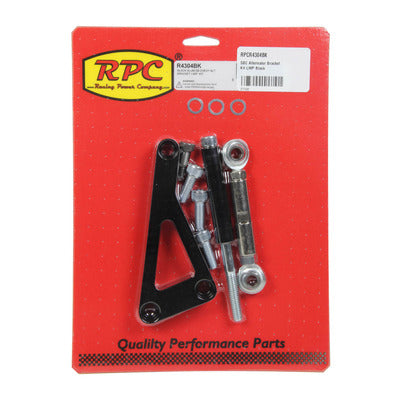Racing Power SBC Alternator Bracket Kit Long Water Pump Black R4304BK
