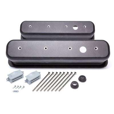 Racing Power Black Aluminum SBC Valve Covers Center Bolt R6146-1BK