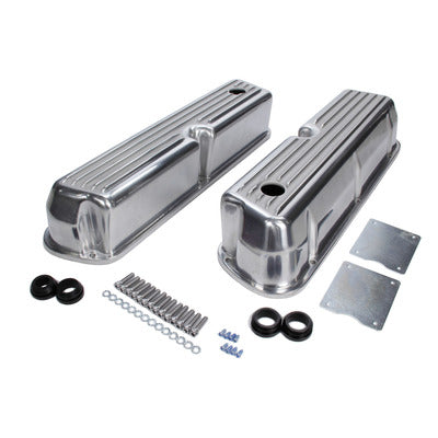 Racing Power SB Ford Aluminum Valve Covers Tall Finned R6175