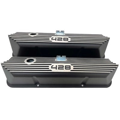 Racing Power Valve Covers Aluminum Tall Ford 428 CID Logo R7683BK