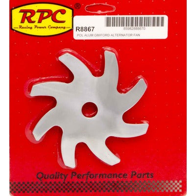 Racing Power Alternator Pulley Fan Polished Aluminum R8867