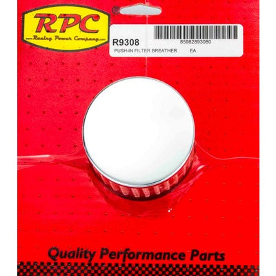 Racing Power Chrome Push In Breather w/o Shield 3" Tall R9308