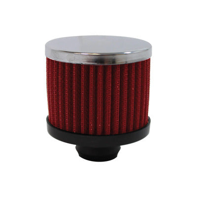 Racing Power Valve Cover Breather 3" Tall Push In Chrome/Red R9308RED