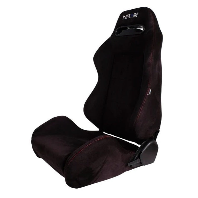 NRG Reclinable Racing Seat Type-R Black Suede w/Red Stitch