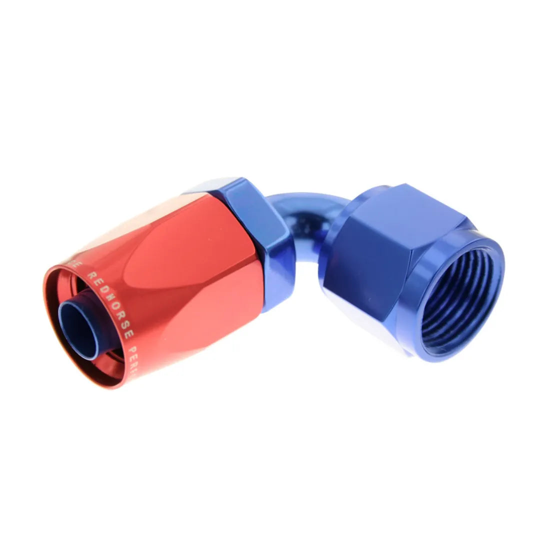 Redhorse 6090 Series 90-Degree Non-Swivel Hose End (Blue/Red)