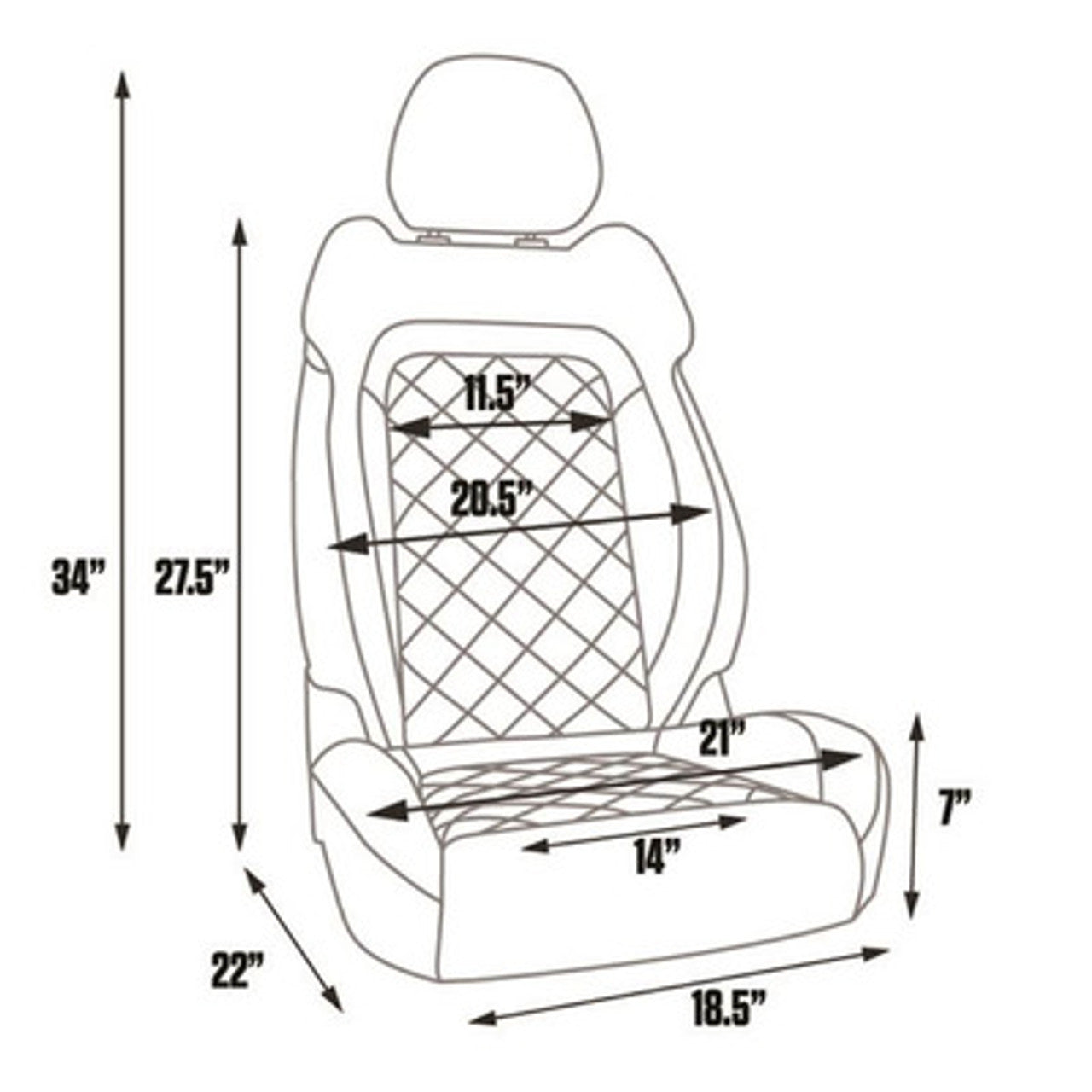 Procar Touring Seat Driver Side 80-1680-51L (Dimensions)