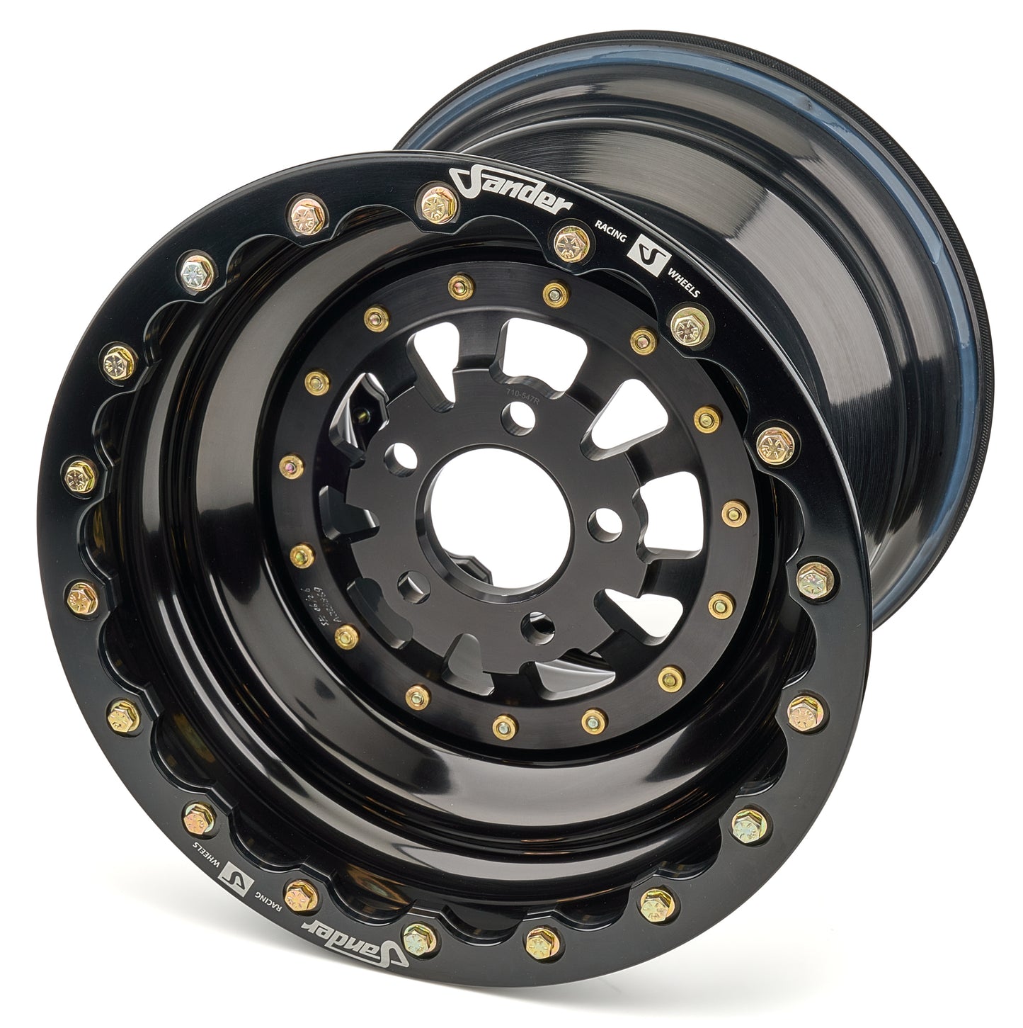 Sander Engineering 762 Series 16x16 Rear Drag Wheel – 5x4.75, 4" Backspace, Black Double Beadlock