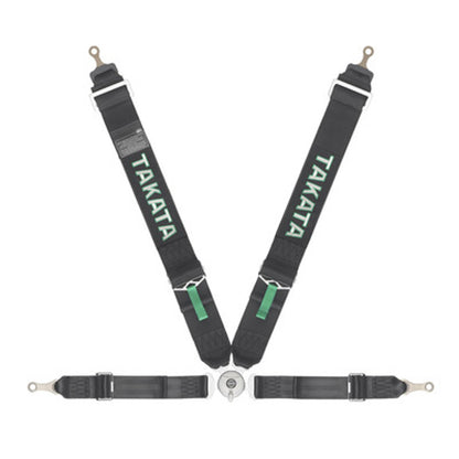 Takata Race Harness 4 Pt Bolt-In 3" Shoulder 2" Lap (Black)