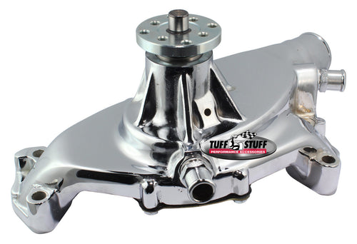 Tuff-Stuff Short Water Pump Aluminum Smooth Chrome BBC 1496NA