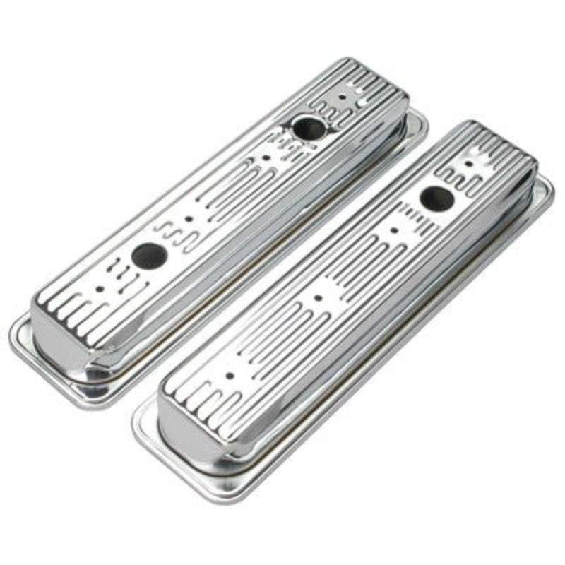 Small Block Chevy Chrome-Plated Short Steel Valve Covers