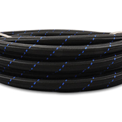 Vibrant Performance -4 Black Blue Nylon Braided Flex Hose 10' Roll 11964B