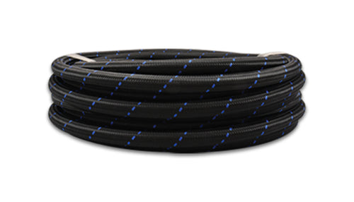 Vibrant Performance -4 Black Blue Nylon Braided Flex Hose 10' Roll 11964B