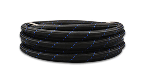 Vibrant Performance -10 Black Blue Nylon Braided Flex Hose 10' Roll 11970B