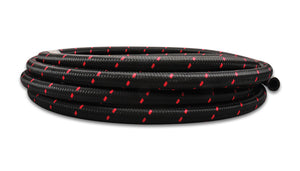 Vibrant Performance -10 Black Red Nylon Braided Flex Hose 10' Roll 11970R