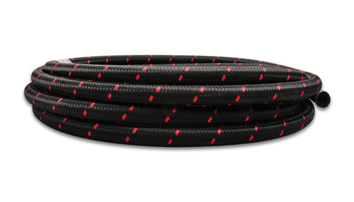 Vibrant Performance -6 Black Red Nylon Braided Flex Hose 20' Roll 11976R