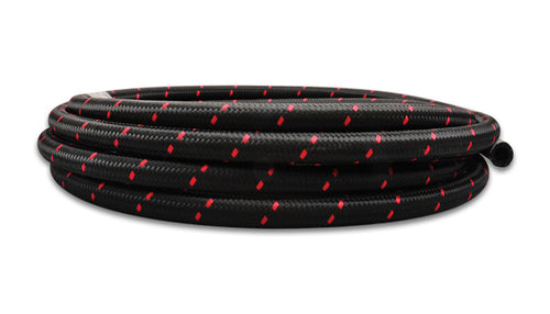 Vibrant Performance -10 Black Red Nylon Braided Flex Hose 20' Roll 11980R