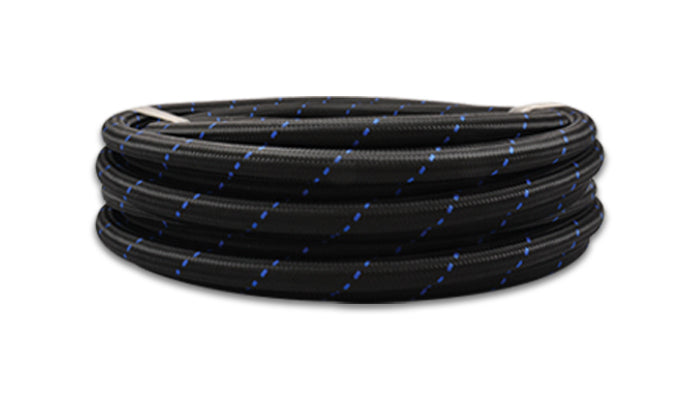 Vibrant Performance -8 Black Blue Nylon Braided Flex Hose 5' Roll 11988B