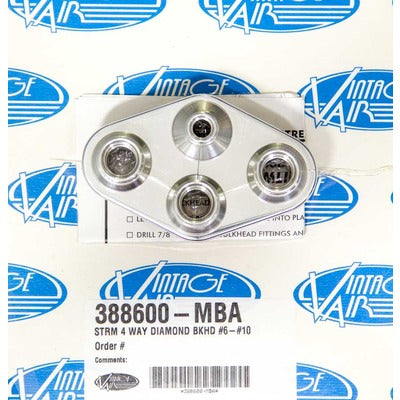 Vintage Air 4-Way Diamond Bulkhead #6 & #10 Male O-Ring 388600-MBA