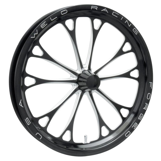 Weld Racing V-Series Front Drag Wheel Black 17 x 2.25" Anglia Mount 84B-17000