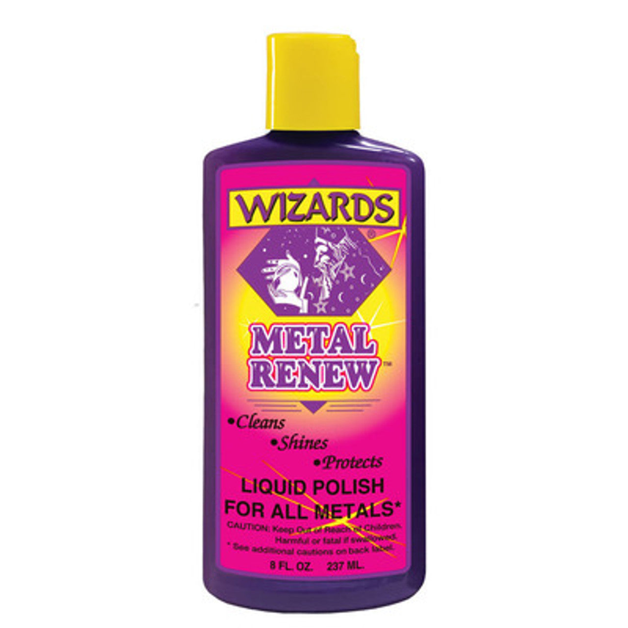Bottle of Wizards Metal Renew  liquid polish for all metals