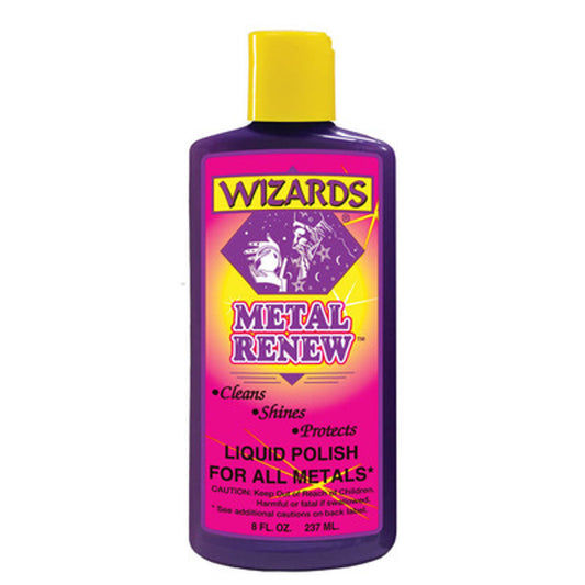 Bottle of Wizards Metal Renew  liquid polish for all metals