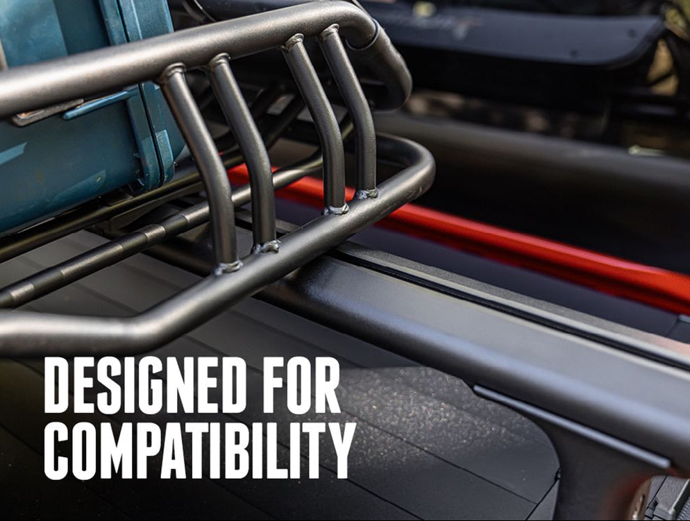 RealTruck Elevate Cargo Basket is designed for compatibility with other truck bed solutions
