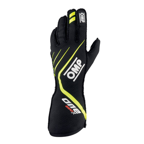 OMP One EVO X Driving Gloves - Black/Yellow Front