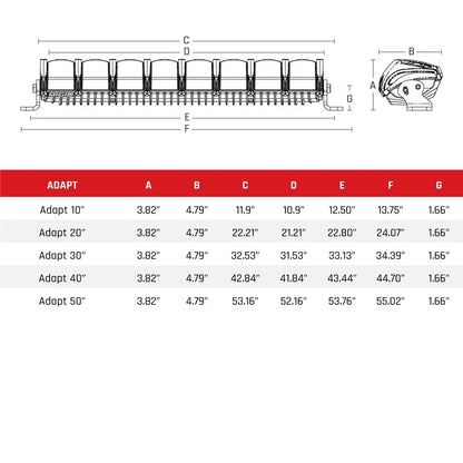 Rigid Adapt Light Bar Dimensions