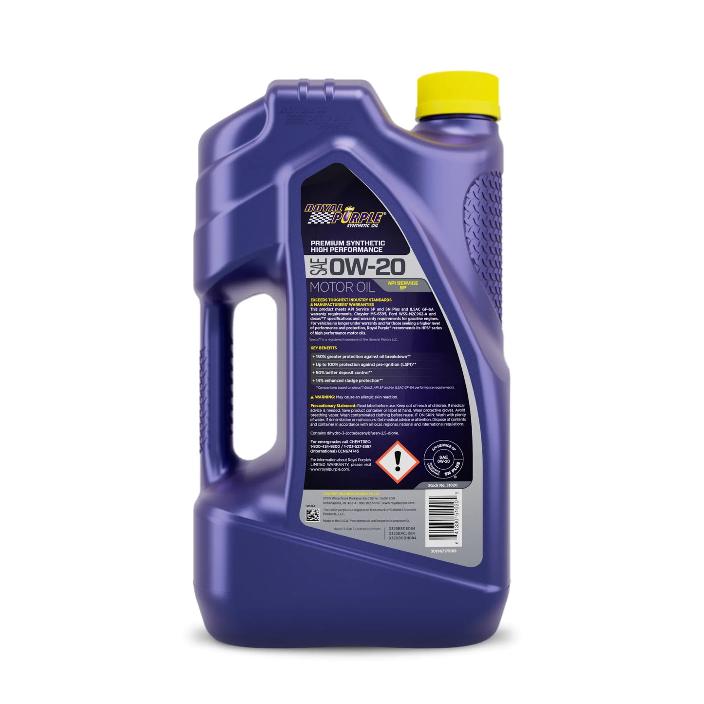 Royal Purple SAE 0W20 Multi-Grade Oil (5 Qt) (back)